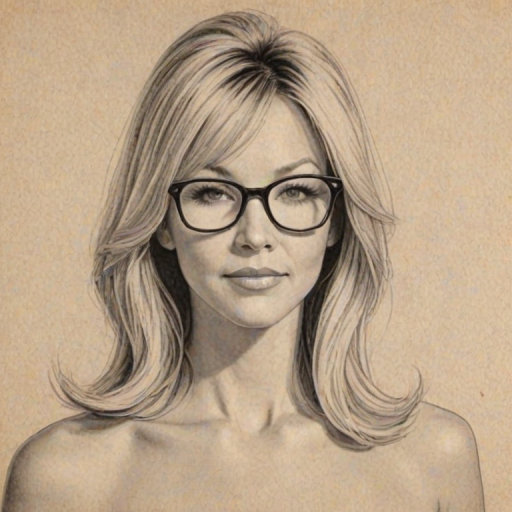 Sublime Heather Locklear, pencil sketch, portrait of Appealing woman 1956s in glasses, hair style beatnik, outline, clear lines, fine lines, 8k