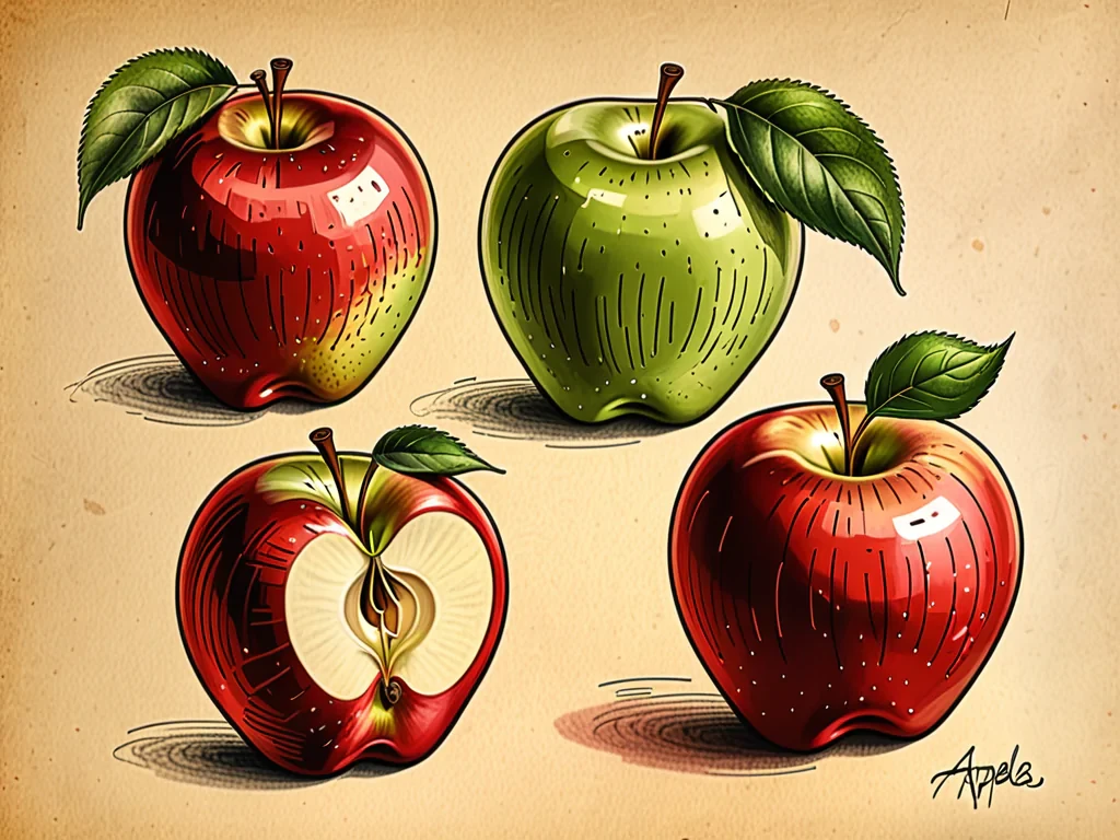drawings of apples
