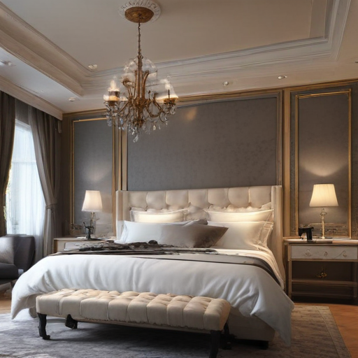 Elegant and Luxurious Bedroom Design with Classic Chandeliers and Soft ...