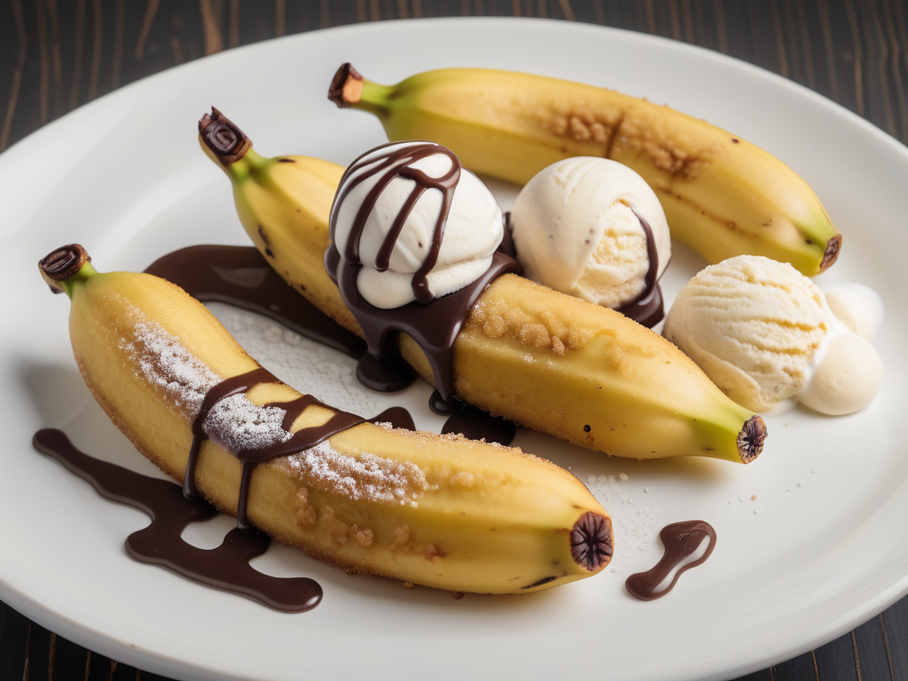 fried banana with ice cream