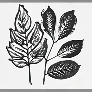leaves clip art black and white