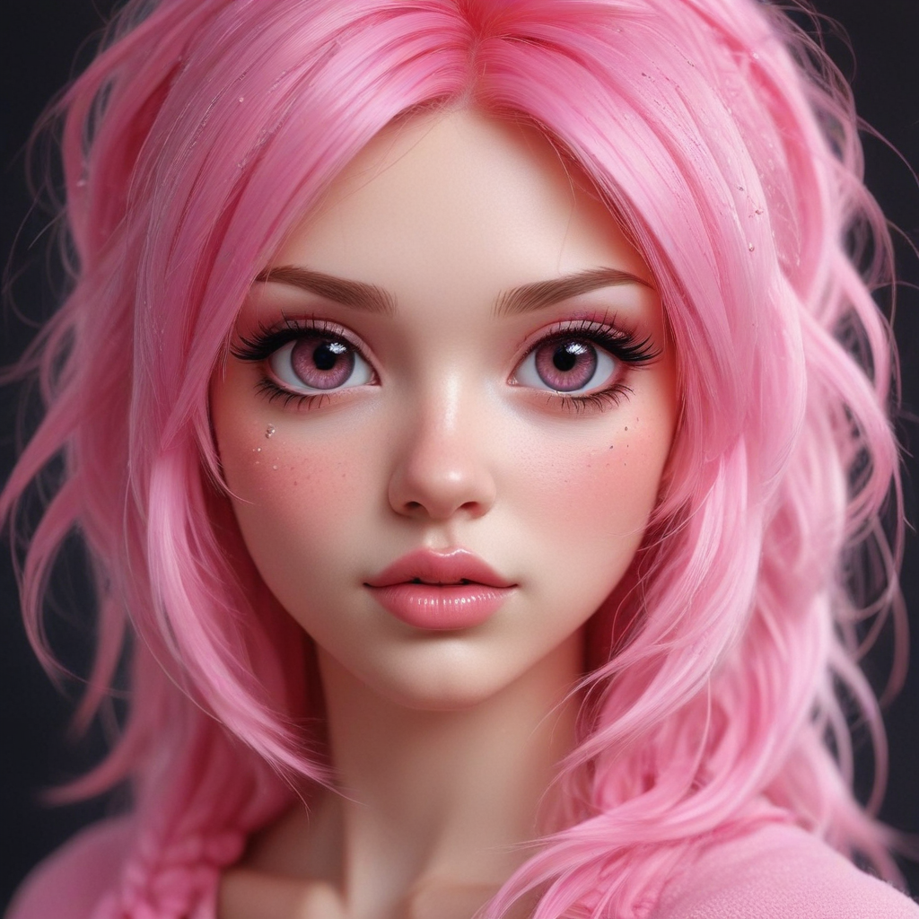 A Captivating Portrait of a Young Woman with Vibrant Pink Hair