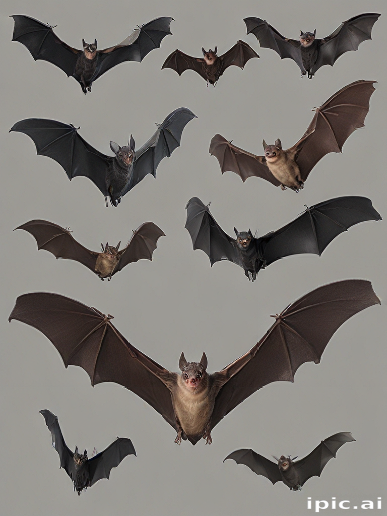 Bat Array An Array of Bats in Flight Showcasing Their Unique Wing Structures