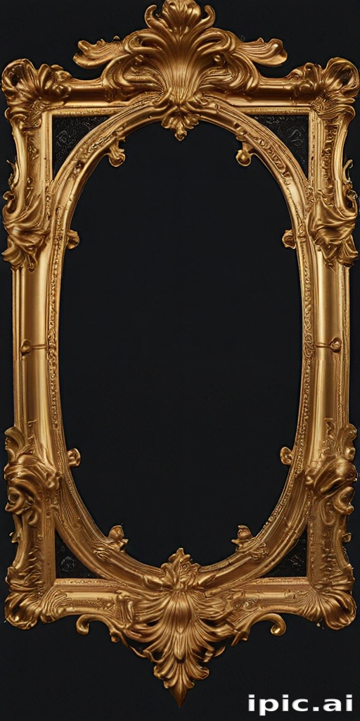 Elegant Antique Golden Frame with Intricate Floral Designs and Baroque ...