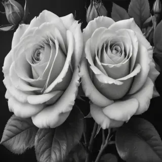 roses clipart black and white
