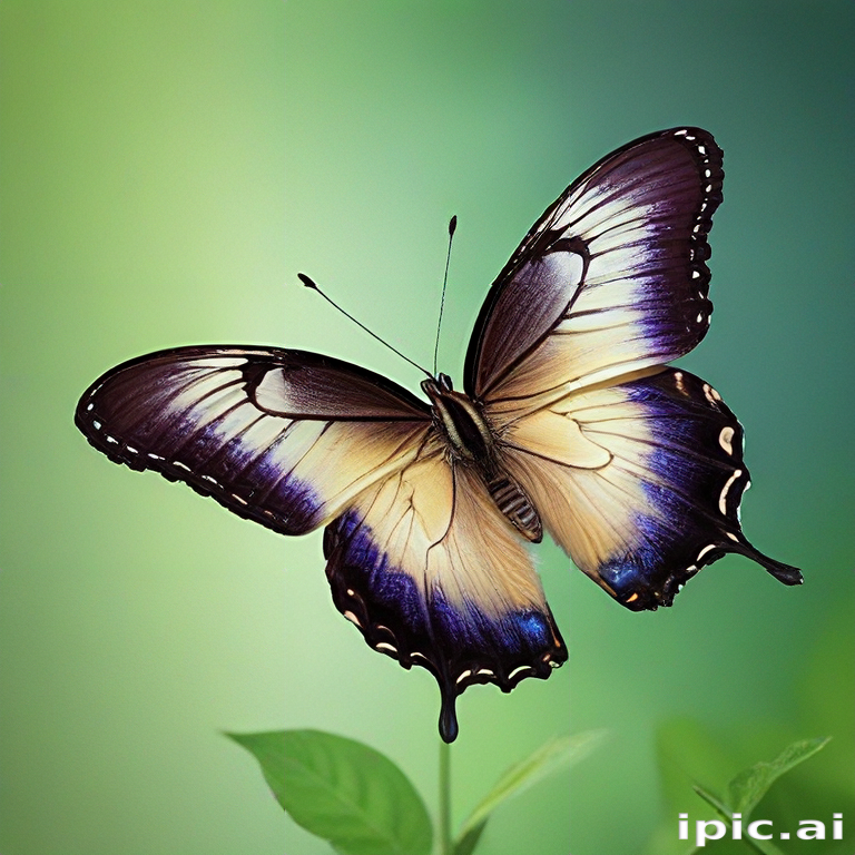 Majestic Butterfly Displaying Vibrant Colors Against a Soft Green ...