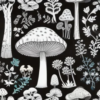 mushroom clip art black and white
