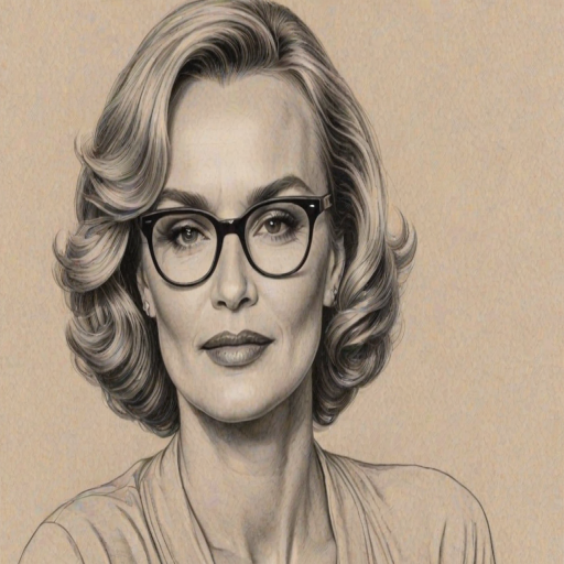 Gorgeous Jessica Lange, pencil sketch, portrait of Dazzling woman 1941s in glasses, hair style beatnik, outline, clear lines, fine lines, 8k