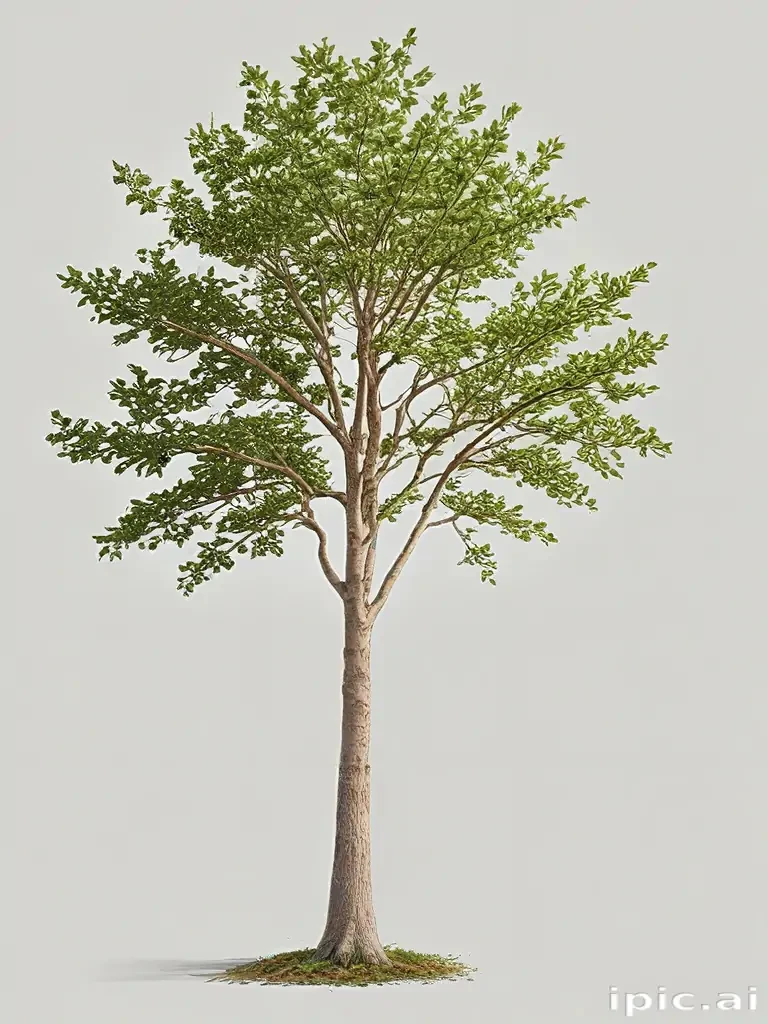 Realistic 3D Model of a Lush Green Tree with Vibrant Leaves