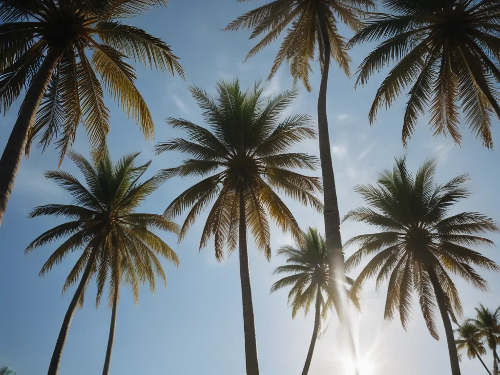 transparent palm trees