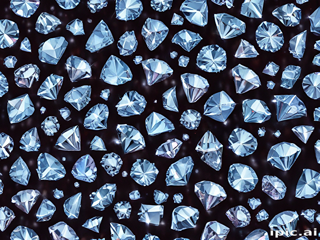 Sparkling Collection of Various Shaped and Sized Blue Diamonds on Dark ...