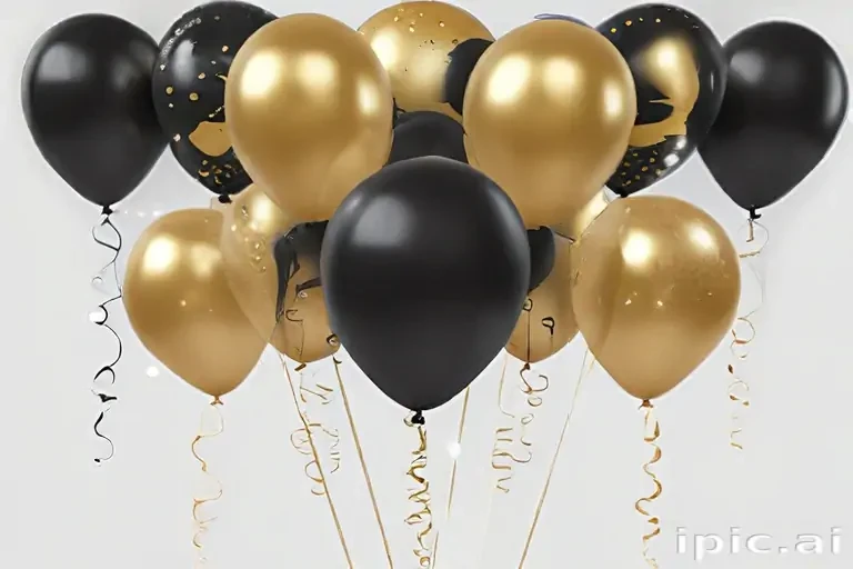 black and gold balloons png