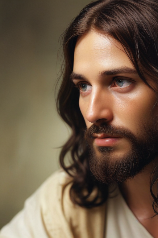A Portrait of a Thoughtful Man with Long Hair and a Beard.