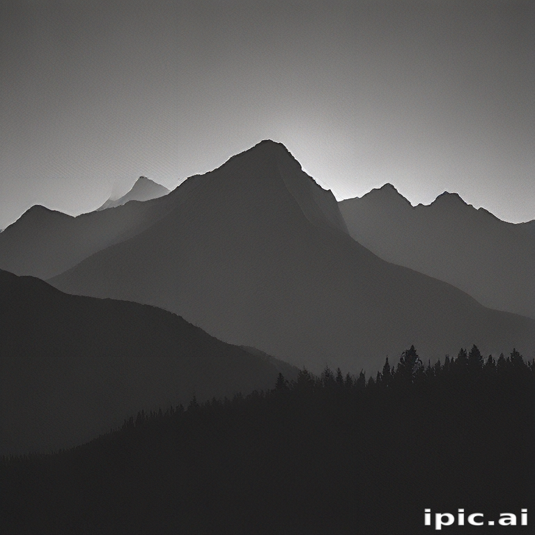 Majestic Mountain Range Silhouetted Against a Softly Glowing Horizon