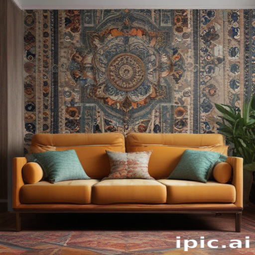 Elegant Living Room with Vintage Wallpaper and Cozy Yellow Sofa Design