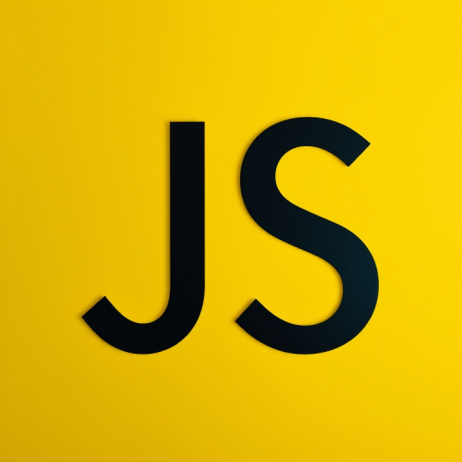Create a minimalist design featuring a large, bold "JS" in black on a vibrant yellow background, shot with a DSLR camera at f/2.8, ISO 100, 50mm lens, top-down view, in flat lay style.