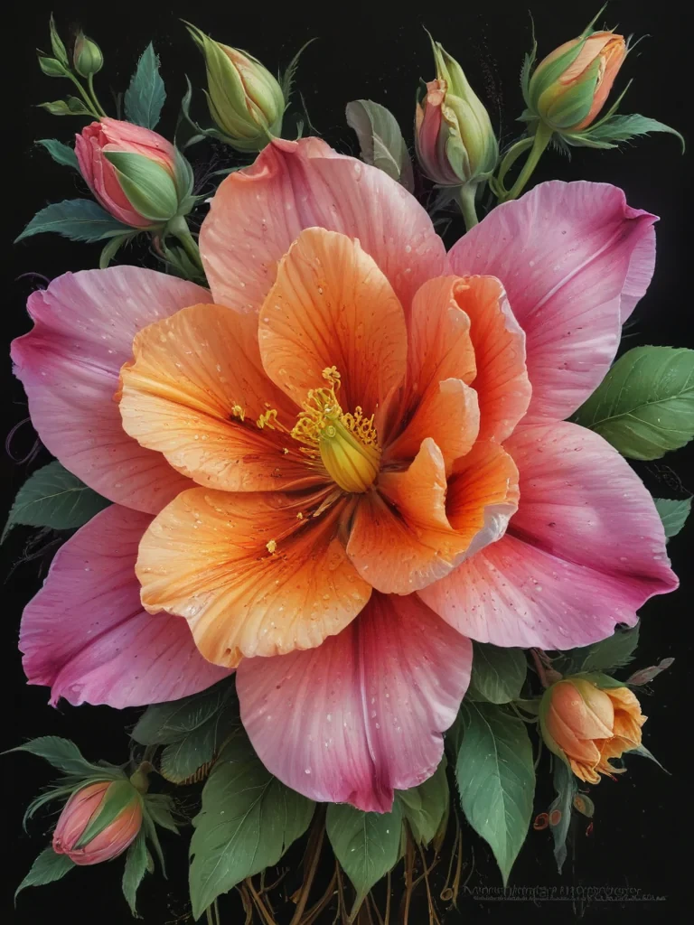 flower drawing images with colour