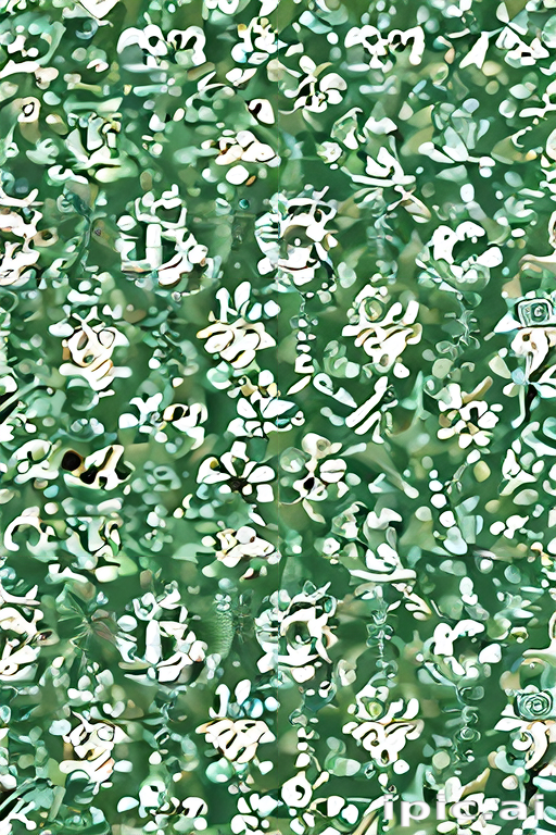 A Lush Green Background Filled with Abstract Floral Patterns and Shapes.