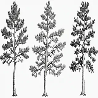 black and white pine tree clip art