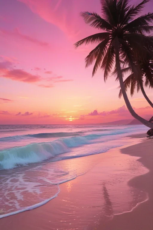 pink beach sunset