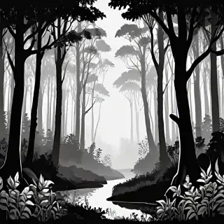forest clipart black and white