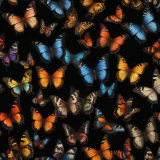 butterflies in black background