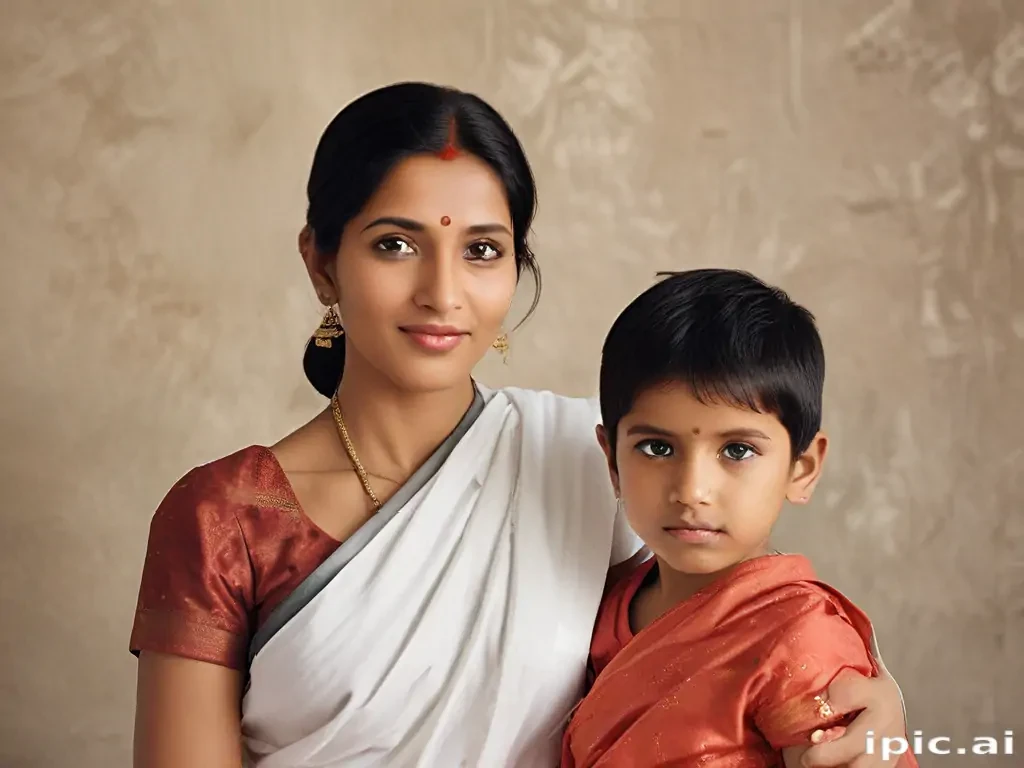 mom and son indian