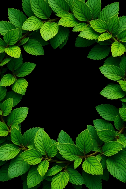 Generate an illustration of a laurel wreath composed of vibrant green leaves, focusing on detailed textures and rich colors, captured with a Canon EOS 90D, ISO 100, f/8, 1/200s, using a macro lens at a slight angle for depth.