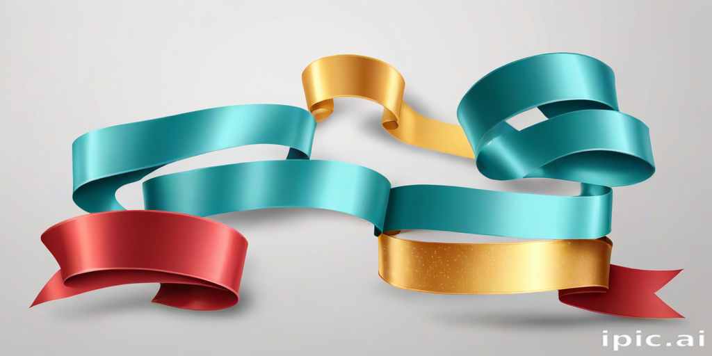 Colorful Ribbons in Various Shades Flowing Elegantly Across a Light ...