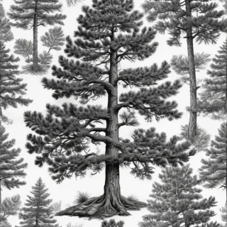 black and white pine tree clip art