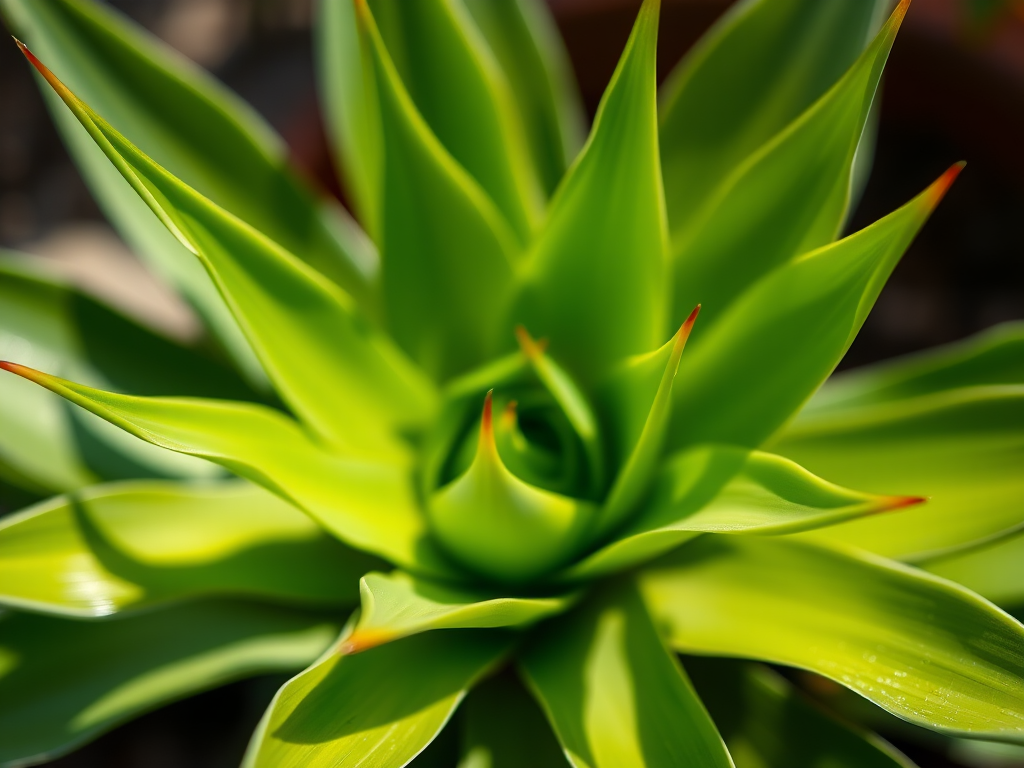 macro shot of an agave plant with vibrant green leaves, shallow depth of field, f/2.8 aperture, ISO 100, 50mm lens, natural lighting, Canon EOS R5