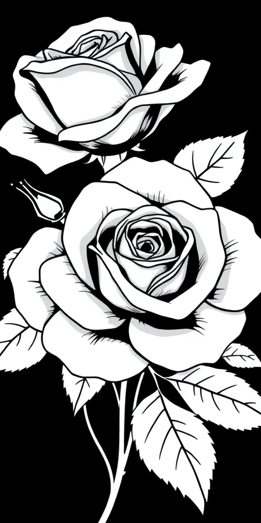 black and white rose clip art