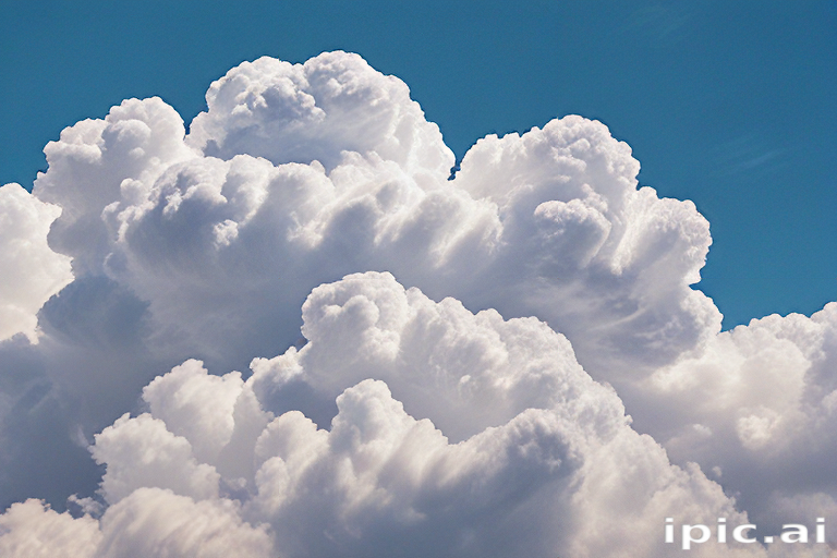 Fluffy White Clouds Against a Bright Blue Sky on a Sunny Day