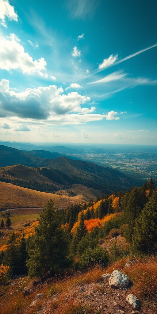 Generate a high-resolution image of a scenic landscape with vibrant colors, captured with a Canon EOS R5 camera, 24mm lens at f/8 aperture, ISO 100, 1/250 sec shutter speed, wide-angle view, natural lighting, and high dynamic range.