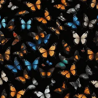 butterflies in black background