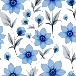 transparent blue flowers