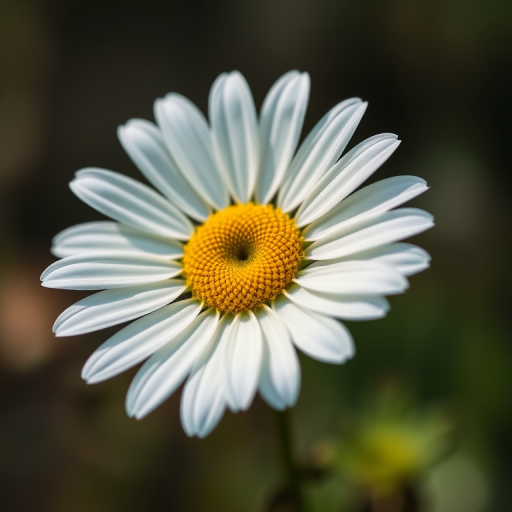 Capture a close-up of a white daisy with a vibrant yellow center, using a macro lens at f/2.8, ISO 100, 1/200 sec exposure, with natural lighting to enhance details and colors in a soft-focus background.