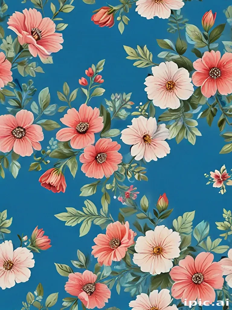 blue background with flowers