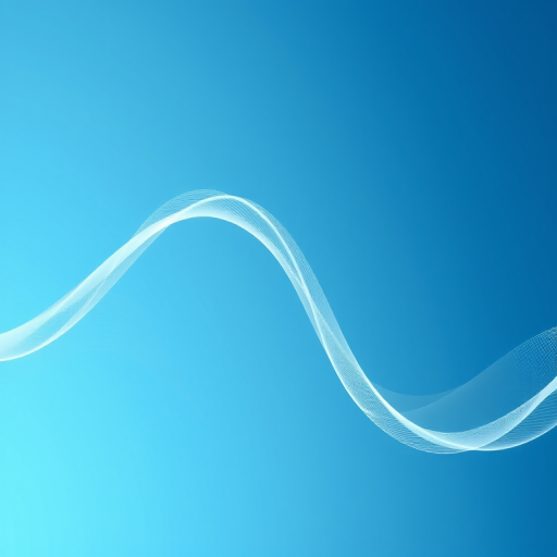 Generate a smooth, abstract wave design with a wireframe effect on a gradient blue background, using a DSLR camera with a 50mm lens, aperture f/2.8, ISO 100, shot in landscape mode.