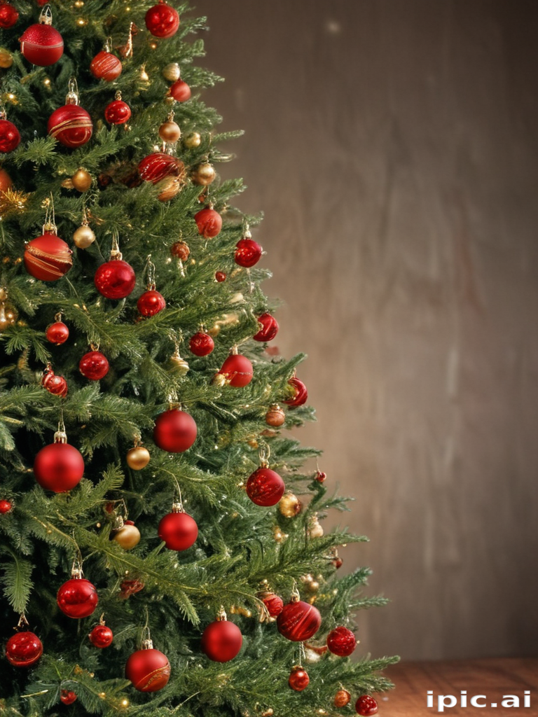 Beautifully Decorated Christmas Tree Adorned with Red and Gold Ornaments