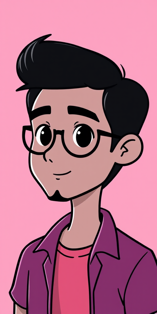 Generate a cartoonish avatar with a solid silhouette against a soft pink background, using a DSLR camera with an aperture of f/4, 50mm lens, and a slight bokeh effect to enhance the focus on the avatar.