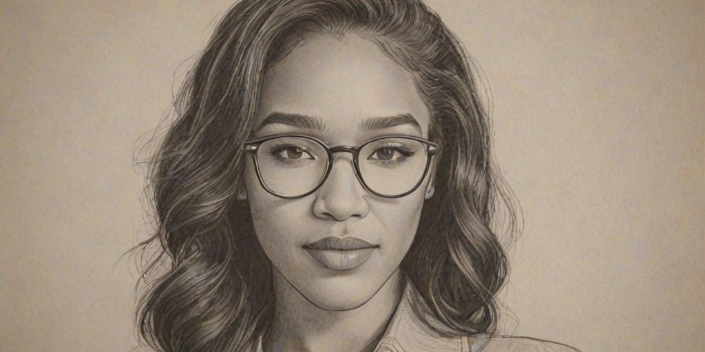 Charming Candice Patton, pencil sketch, portrait of Appealing woman 1923s in glasses, hair style beatnik, outline, clear lines, fine lines, 8k