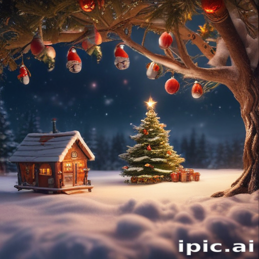 A Cozy Winter Scene Featuring a Charming Cottage and Festive Christmas ...