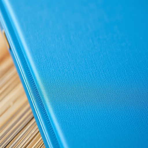 create a highly detailed, close-up view of a solid blue book cover with a smooth texture, using a DSLR camera set to f/2.8, ISO 100, 50mm lens, with natural lighting to enhance color vibrancy and depth.