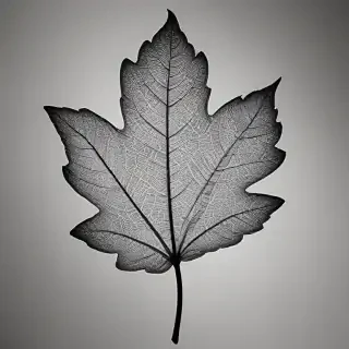 leaf in black and white