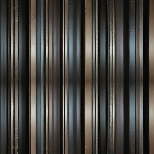Abstract Composition of Vertical Metallic Stripes and Reflections in Light