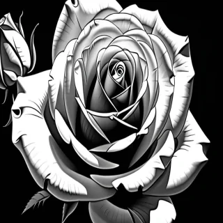 rose drawing black and white