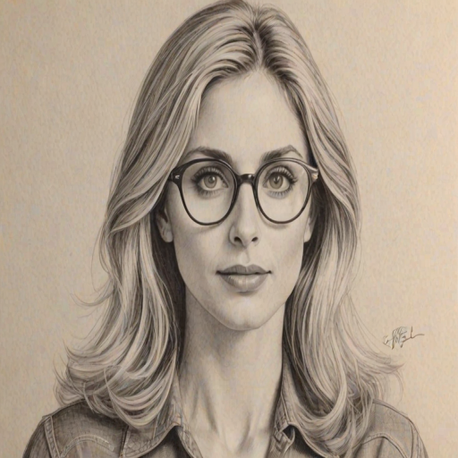 Gorgeous Helen Slater, pencil sketch, portrait of Stunning woman 1944s in glasses, hair style beatnik, outline, clear lines, fine lines, 8k