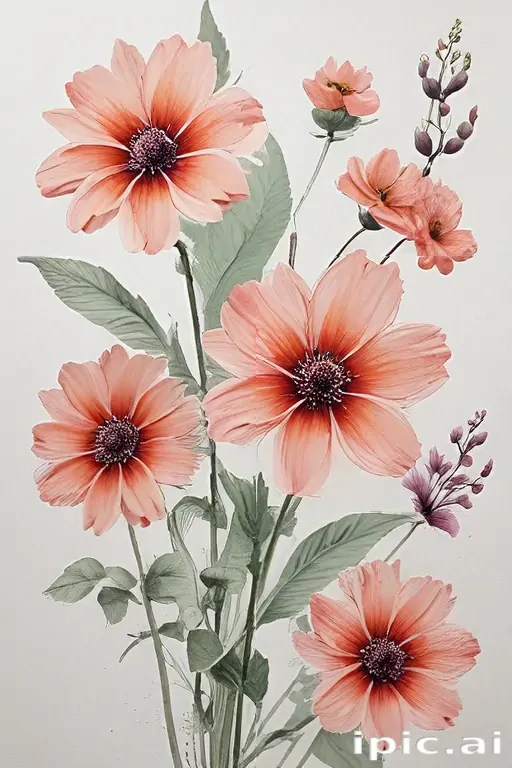 aesthetic flowers drawing