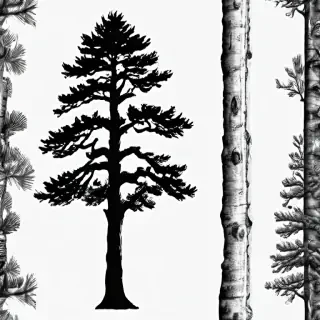 black and white pine tree clipart